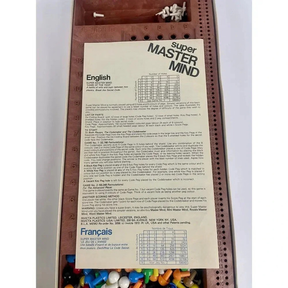 2 VTG Board Games - 1975 Invicta Mastermind & Double Twelve Dragon Dominoes - Picture 10 of 10